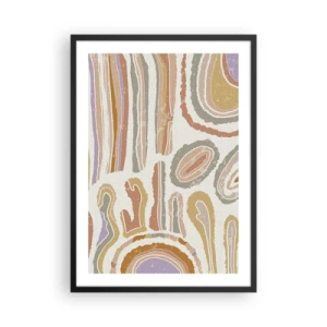 Plakat i sort ramme - Abstrakte organiske mønstre i varme jordfarver - 50x70cm - Farverige tværsnit - Moderne vægdekoration til stue og soveværelse ARTTOR