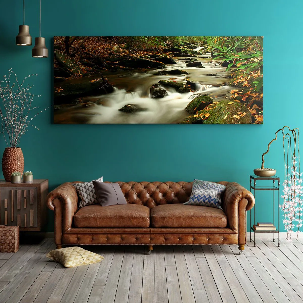Lærredstryk - Billede på lærred - Som flydende sølv - 160x50 cm