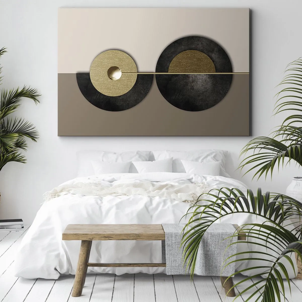 Lærredstryk - Billede på lærred - Variationer omkring en cirkel - 100x70 cm