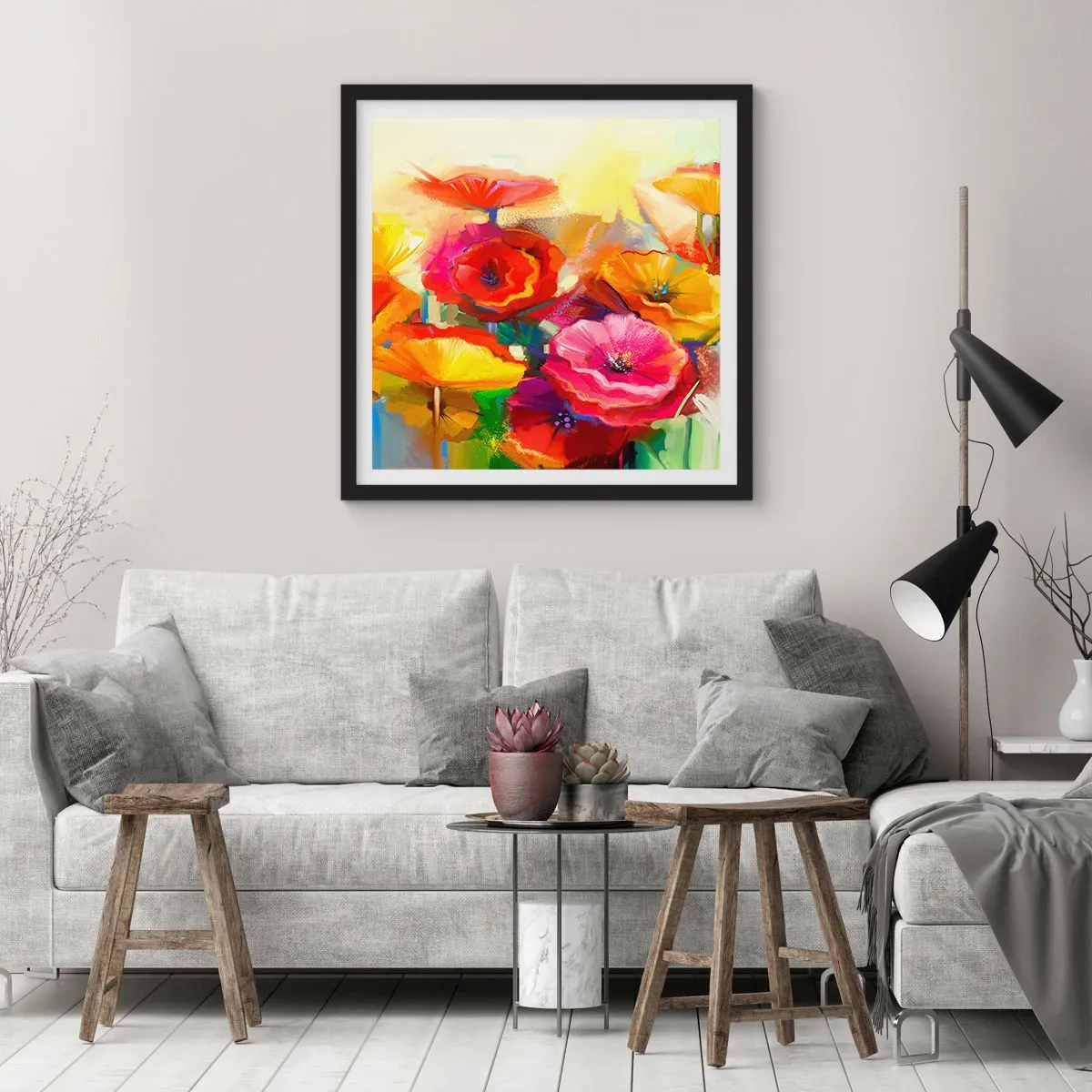 Plakat i sort ramme - Ikke kun rødt - 30x30 cm