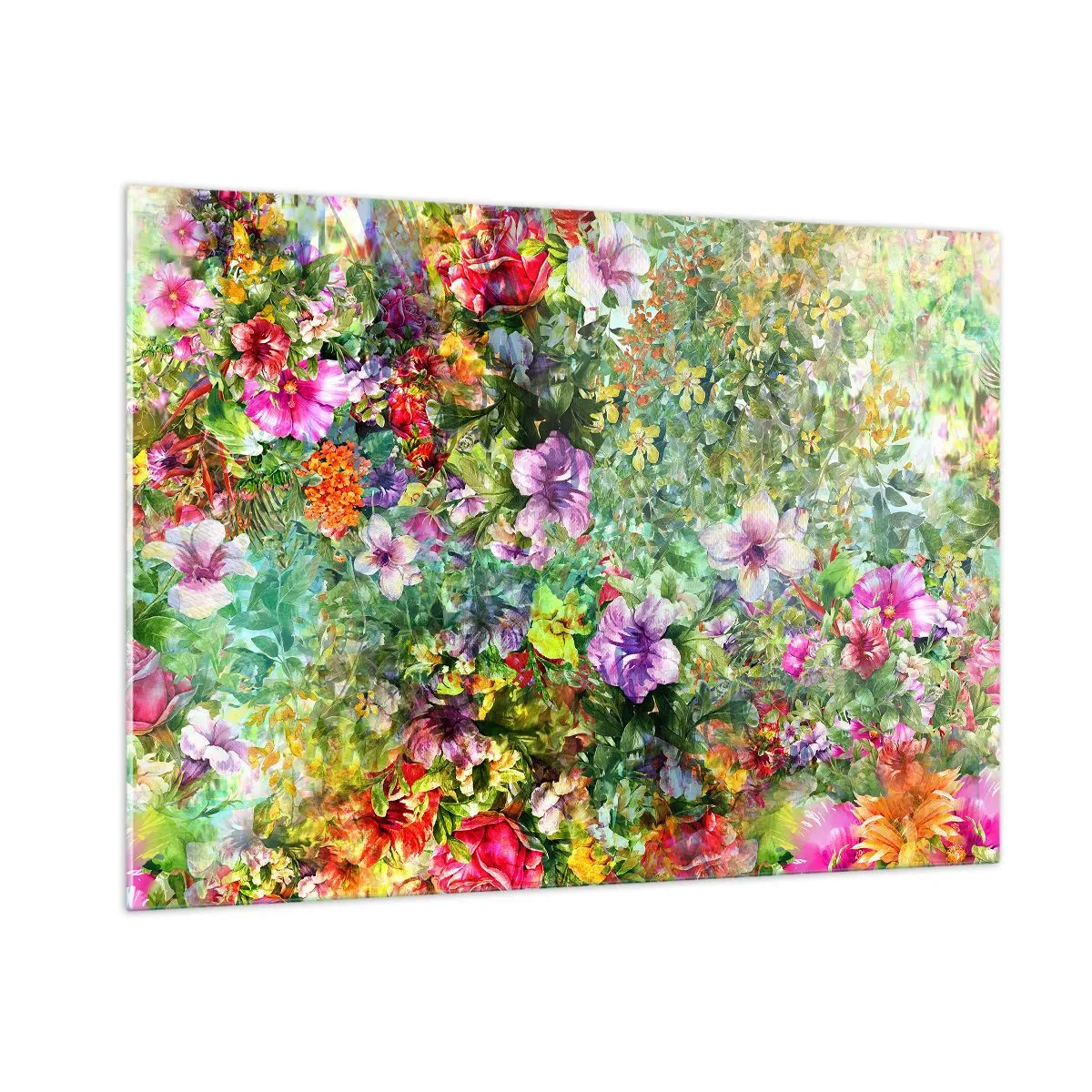 Billede på glas - Ind i blomsterne ved fortabelse - 100x70 cm