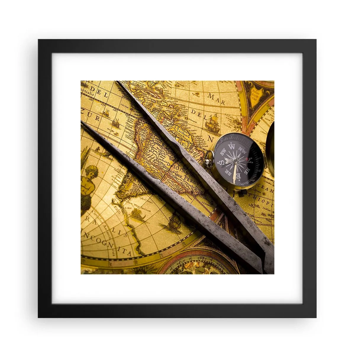 Plakat i sort ramme - Hvor er skattene? - 30x30 cm