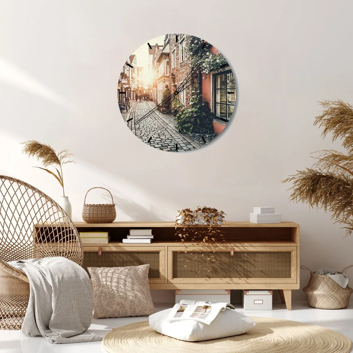 Vægur, Uret - En rosengyde i et lyserødt skær - 40x40 cm