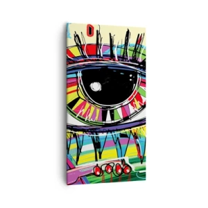 Lærredstryk - Billede på lærred - Et farverigt øje - en farverig sjæl - 55x100 cm