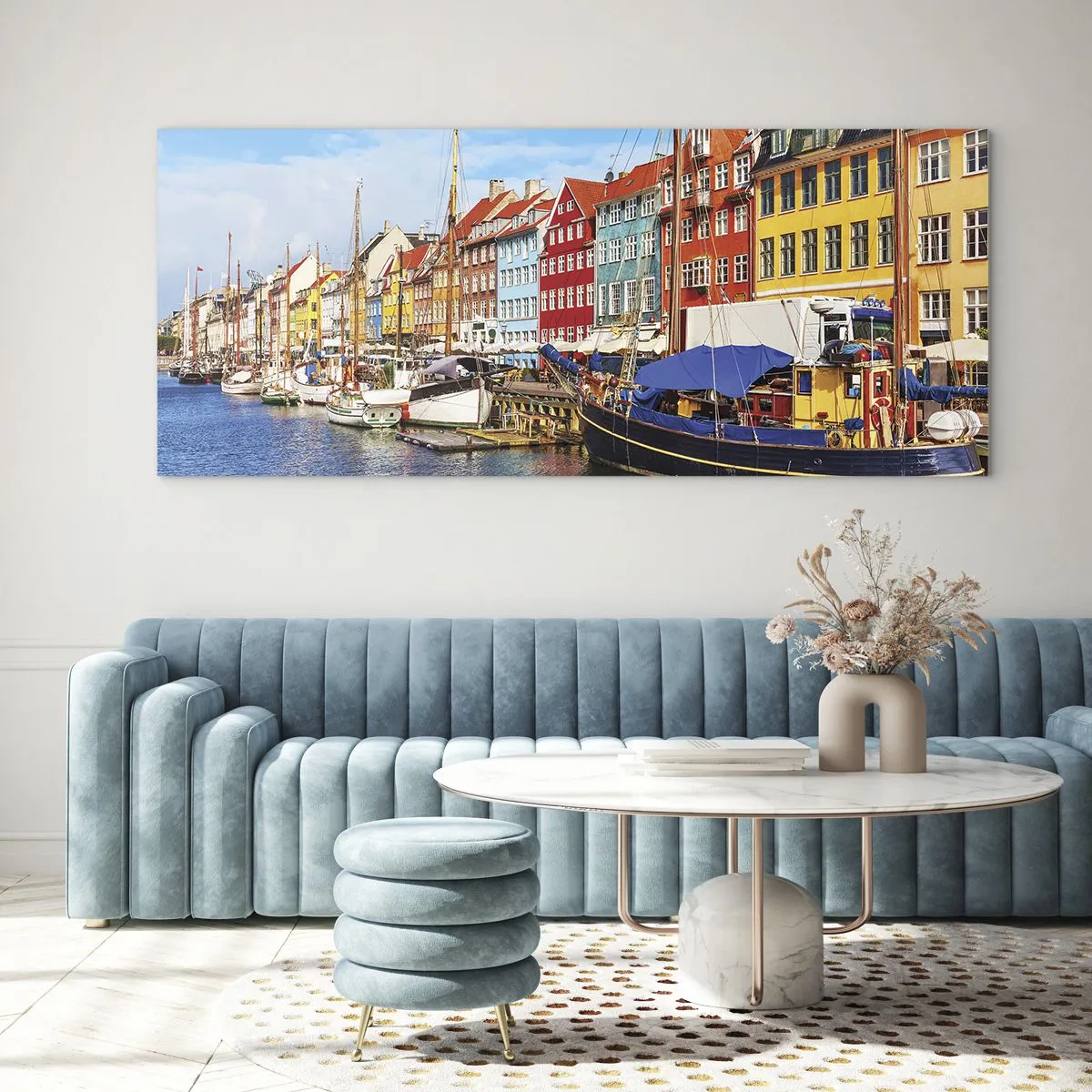 Billede på glas - Glædelig kaj - 120x50 cm