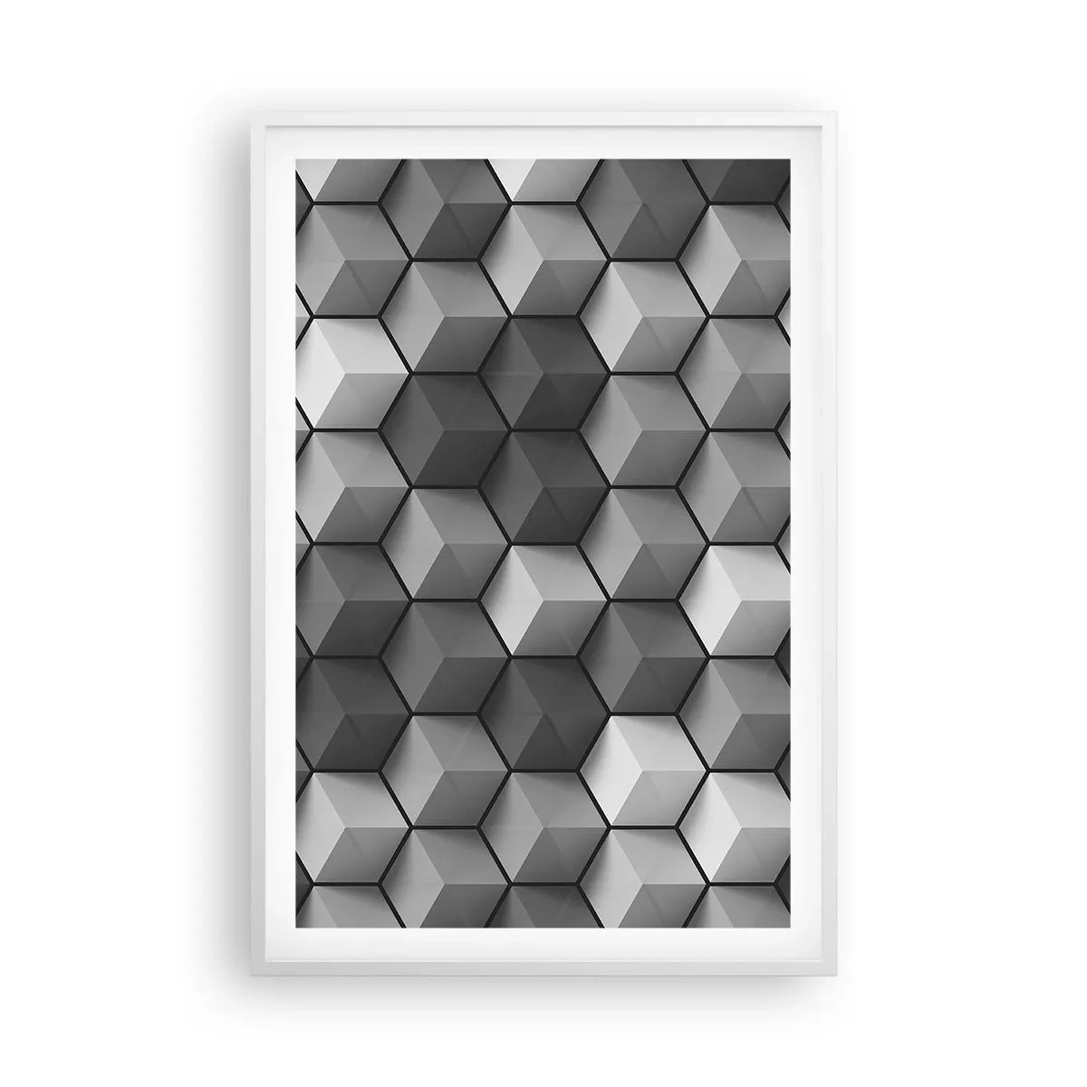 Plakat i hvid ramme - Kubistisk puslespil - 61x91 cm