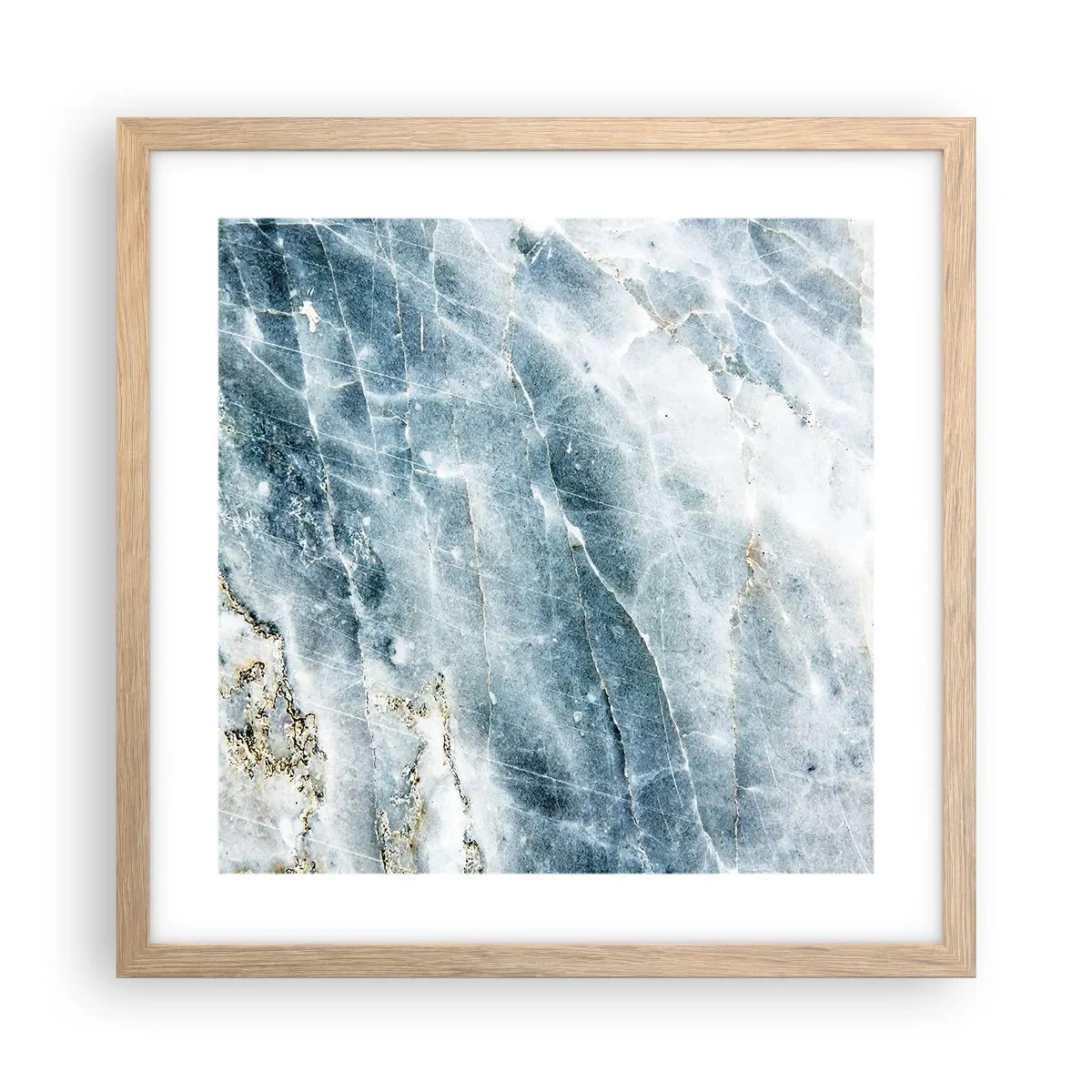 Plakat i ramme af lyst egetræ - Isverden - 40x40 cm