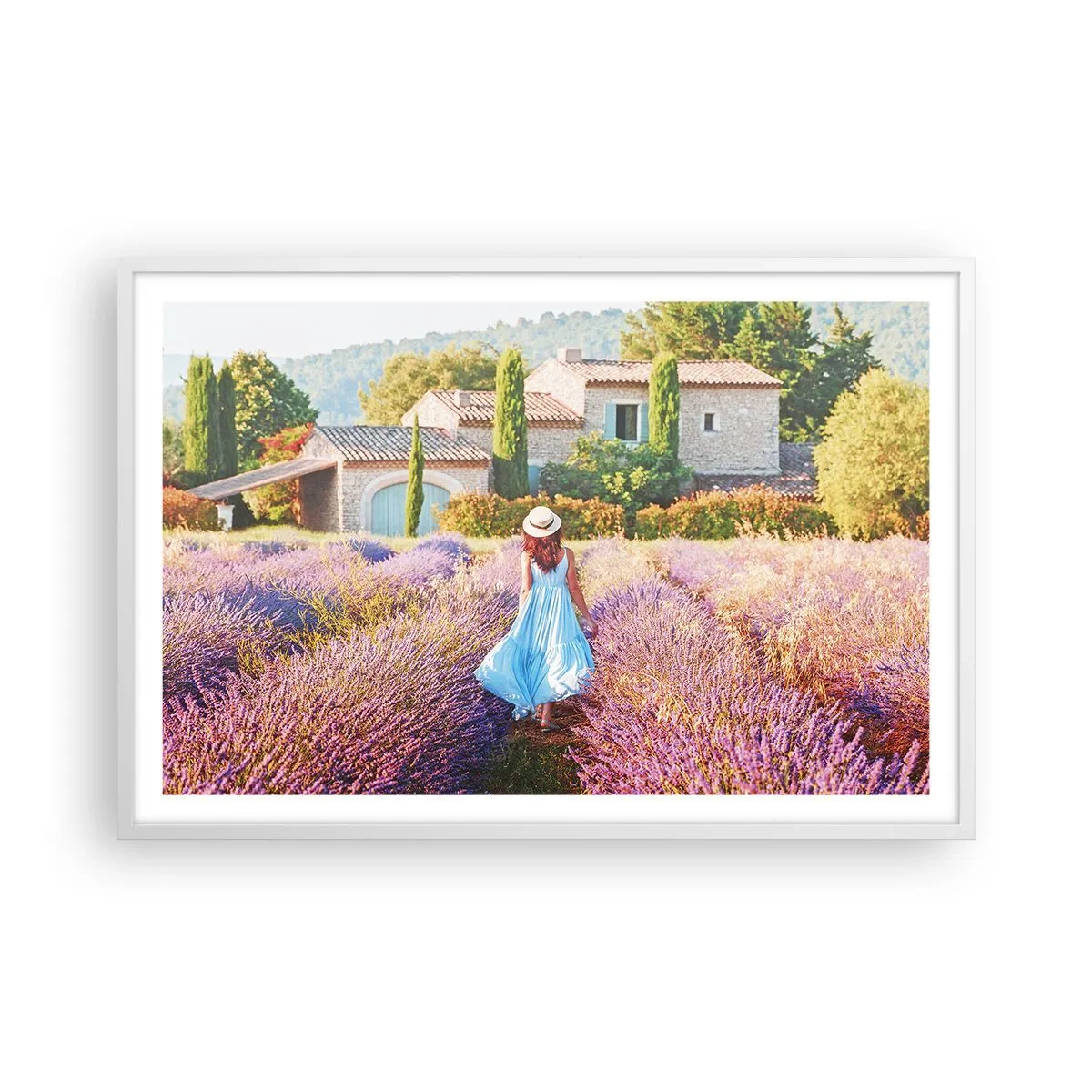 Plakat i hvid ramme - Lavendel pige - 91x61 cm