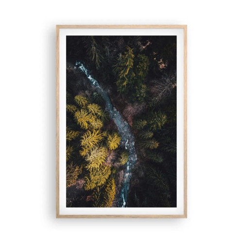 Plakat i ramme af lyst egetræ - Hurtigt, stadig hurtigere - 61x91 cm