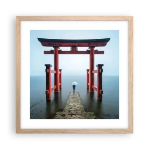 Plakat i ramme af lyst egetræ - Japansk drømmeri - 40x40 cm