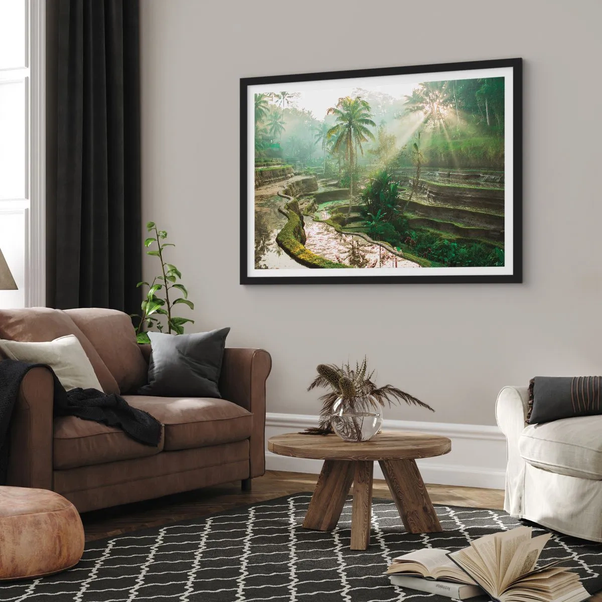 Plakat i sort ramme - Voksende op i solen - 100x70 cm