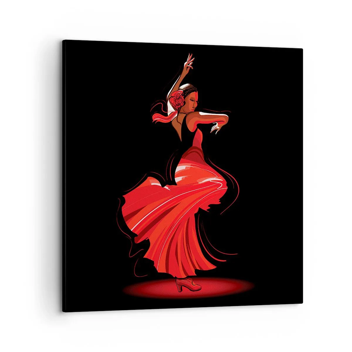 Lærredstryk - Billede på lærred - Flamencoens brændende ånd - 50x50 cm