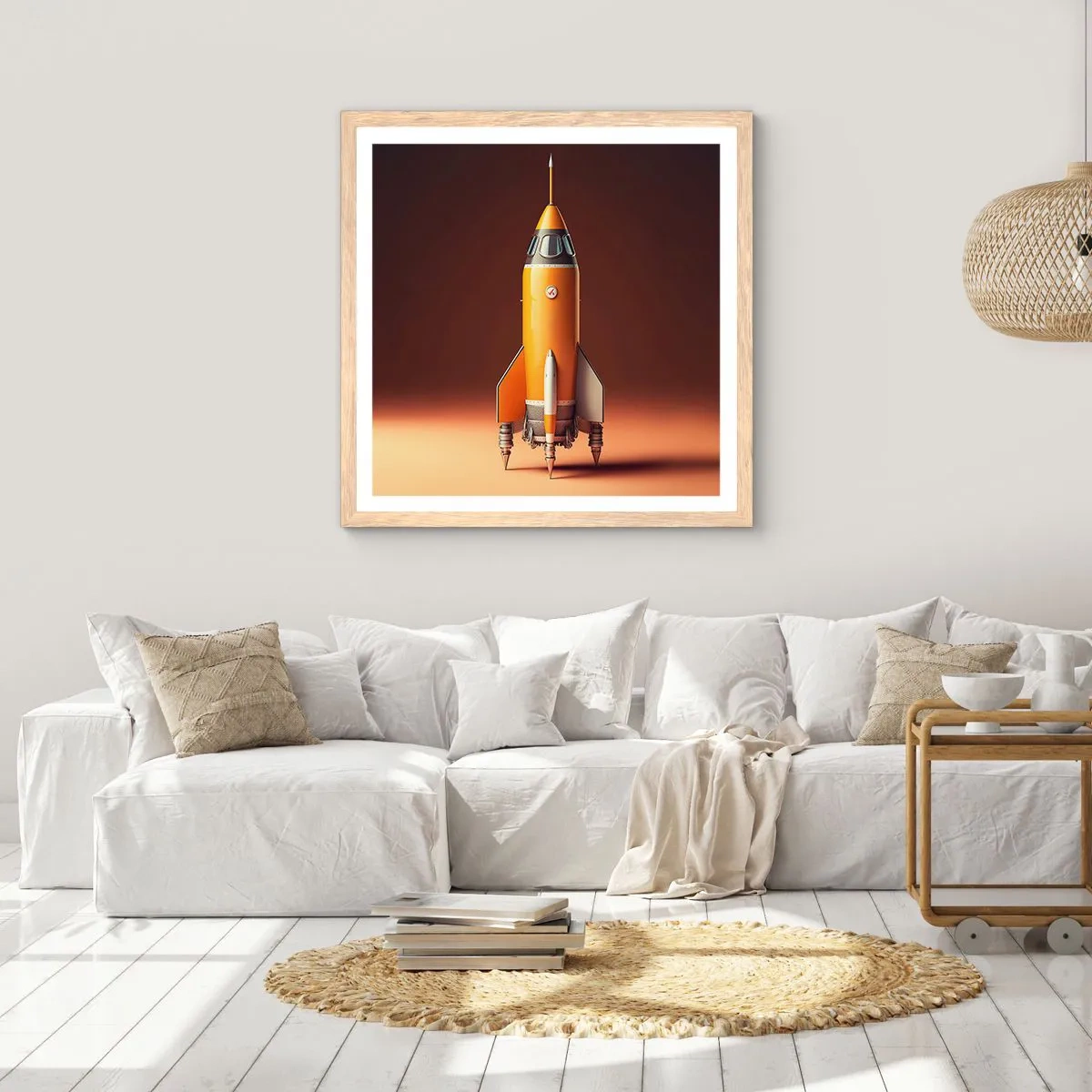 Plakat i ramme af lyst egetræ - Det begynder med en drøm - 40x40 cm