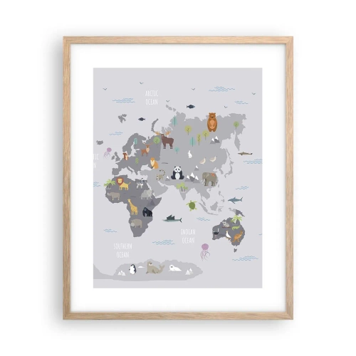 Plakat i ramme af lyst egetræ - Fortæl mig, hvor du er fra... - 40x50 cm