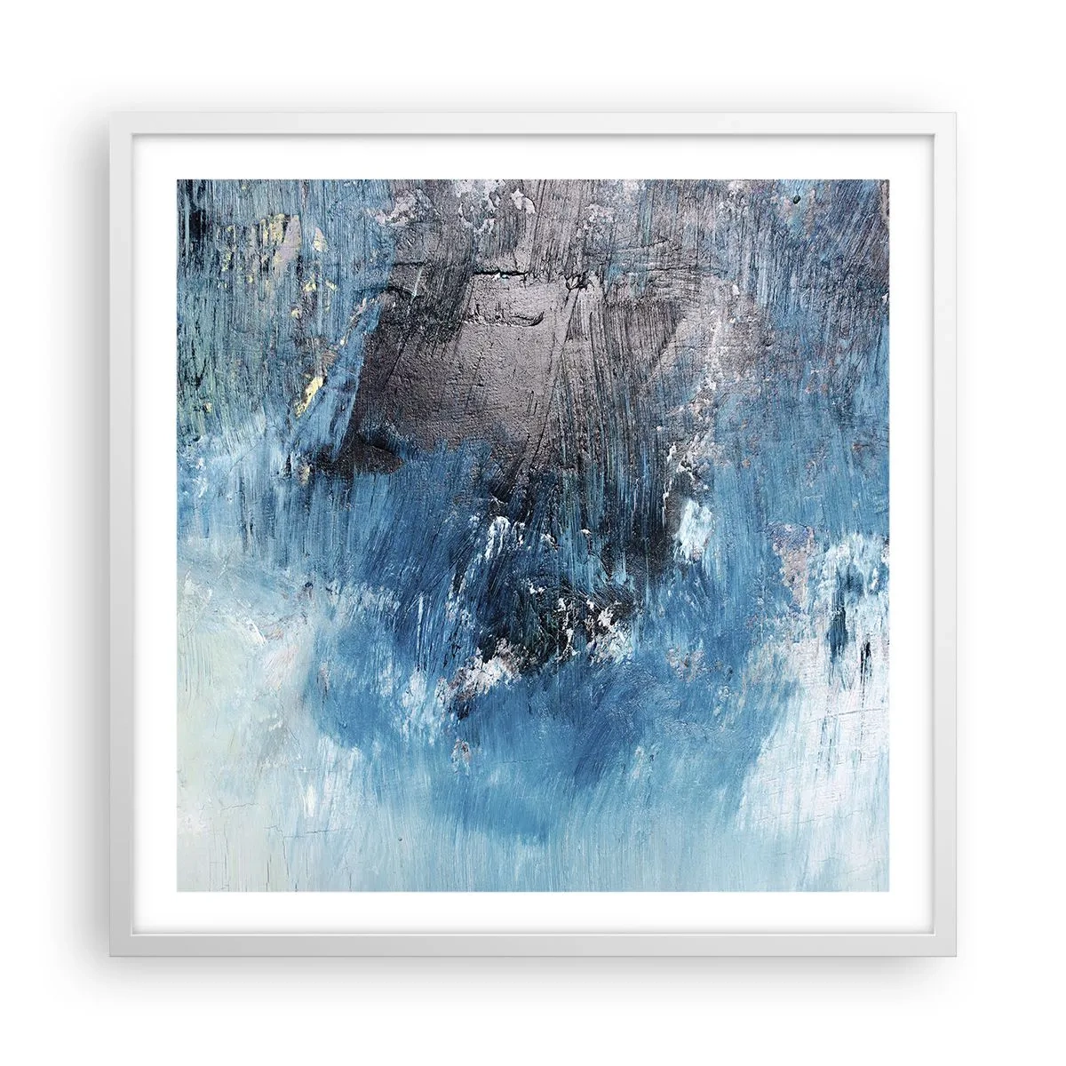 Plakat i hvid ramme - Blå rapsodi - 60x60 cm