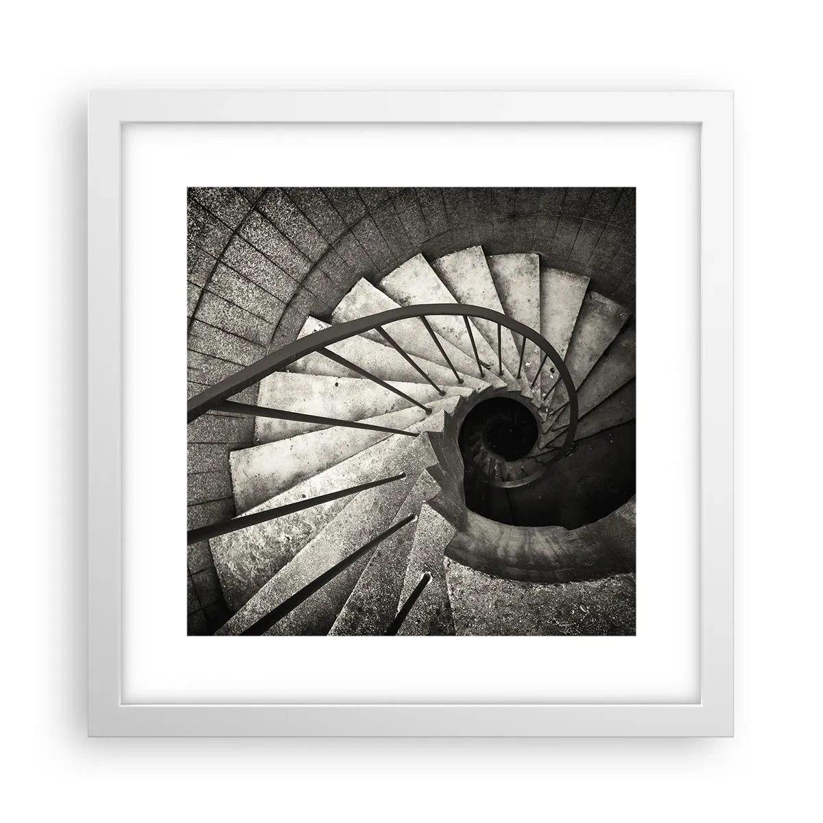 Plakat i hvid ramme - Op ad trapperne, ned ad trapperne - 30x30 cm