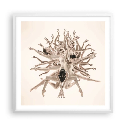 Plakat i hvid ramme - Blomstrende i dans - 60x60 cm