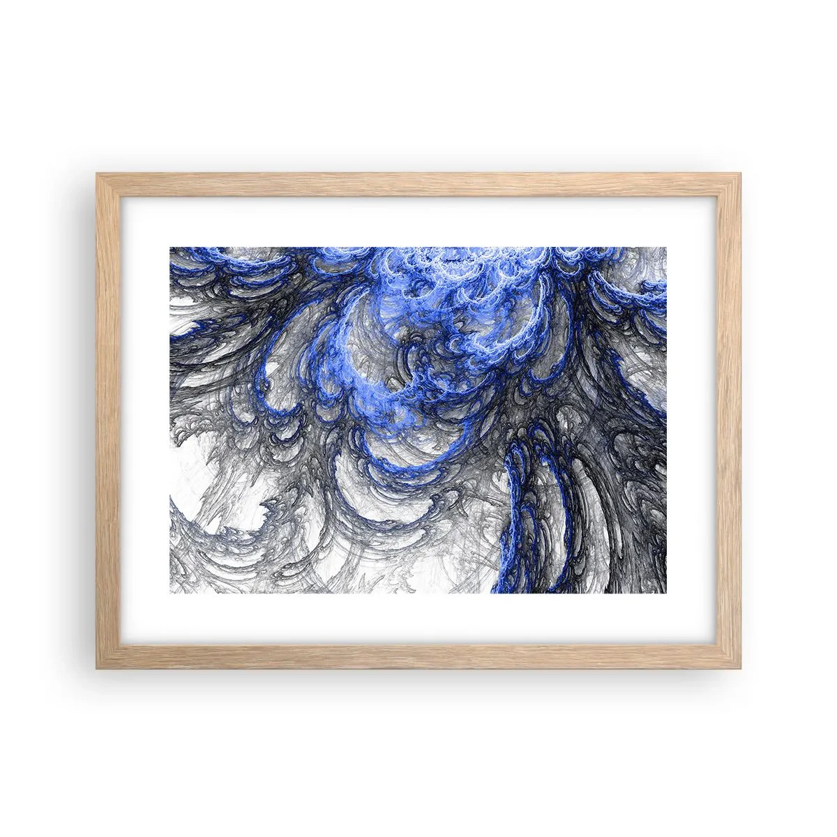 Plakat i ramme af lyst egetræ - En bølges fødsel - 40x30 cm