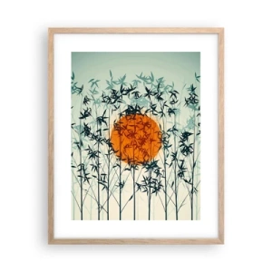 Plakat i ramme af lyst egetræ - Japansk sol - 40x50 cm