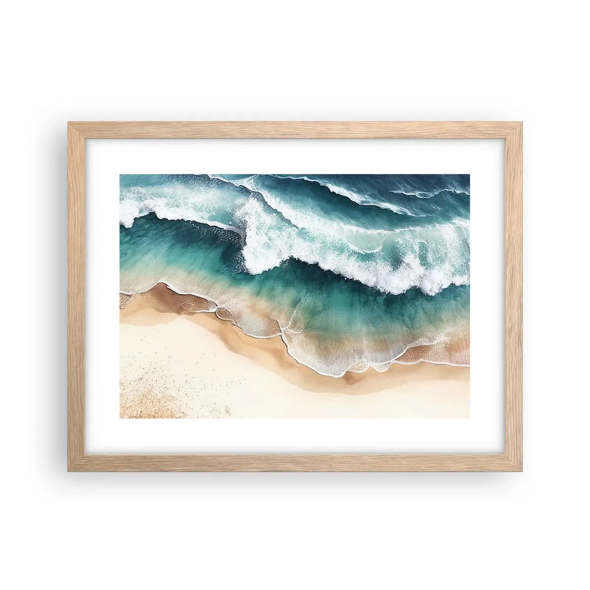 Plakat i ramme af lyst egetræ - Et evigt møde - 40x30 cm