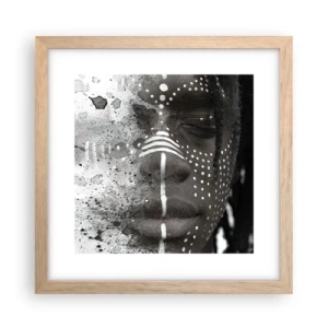 Plakat i ramme af lyst egetræ - Opdag den oprindelige ånd - 30x30 cm