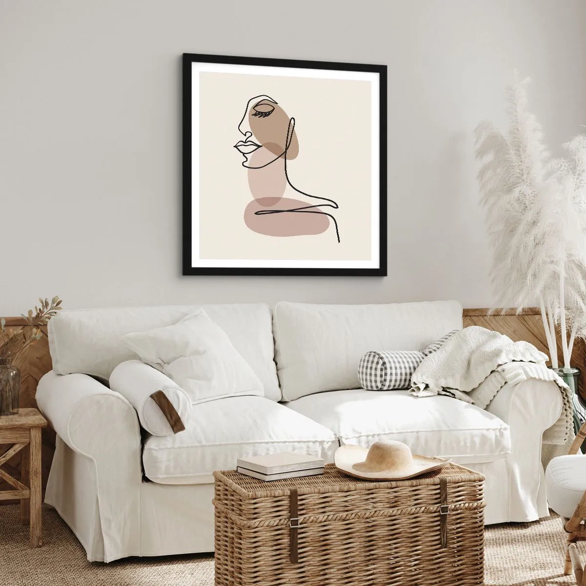 Plakat i sort ramme - En vis linje af skønhed - 60x60 cm