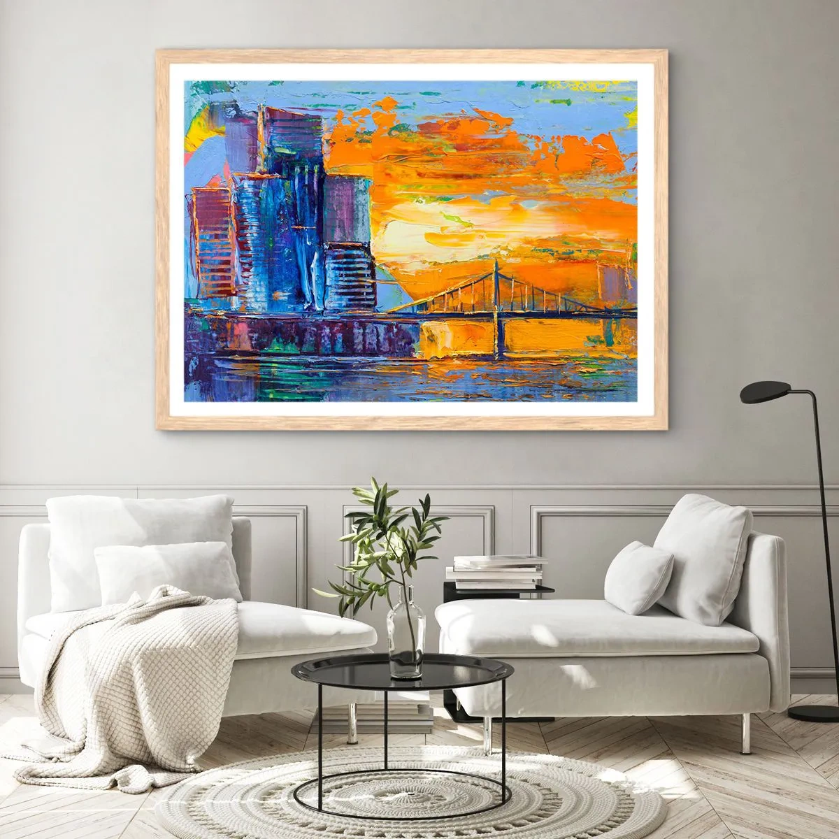 Plakat i ramme af lyst egetræ - Kultur og natur - 100x70 cm