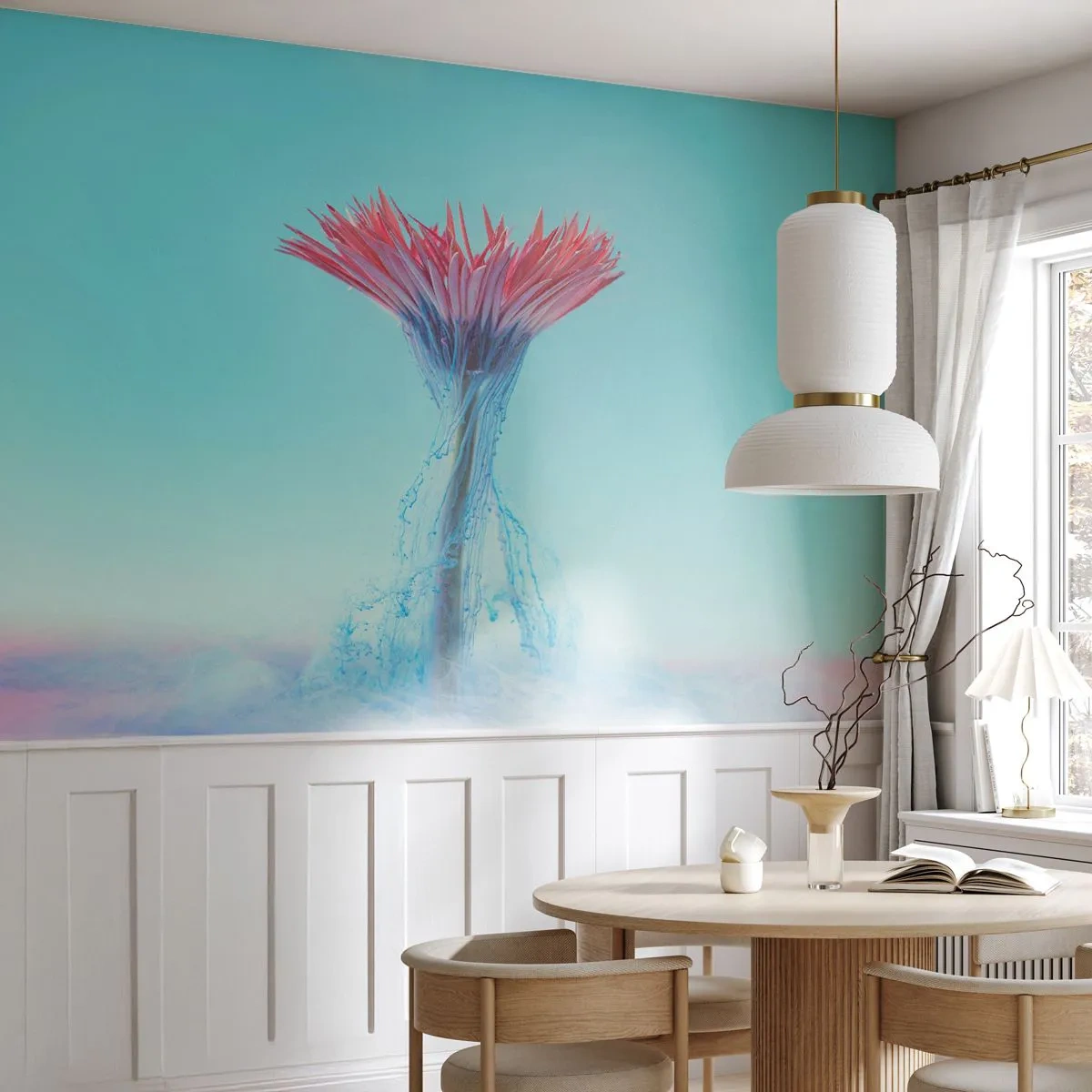 Fototapet Premium Canvas - I en nærende omfavnelse - Abstraktion, Blomst, Stykke - 250x175 cm