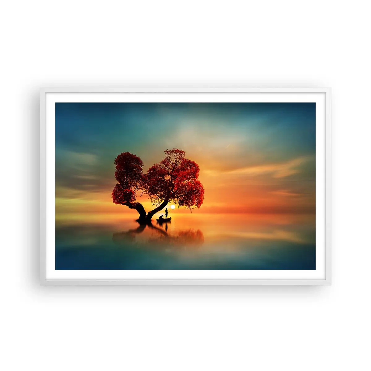 Plakat i hvid ramme - Fjern og tavs verdensløshed - 91x61 cm