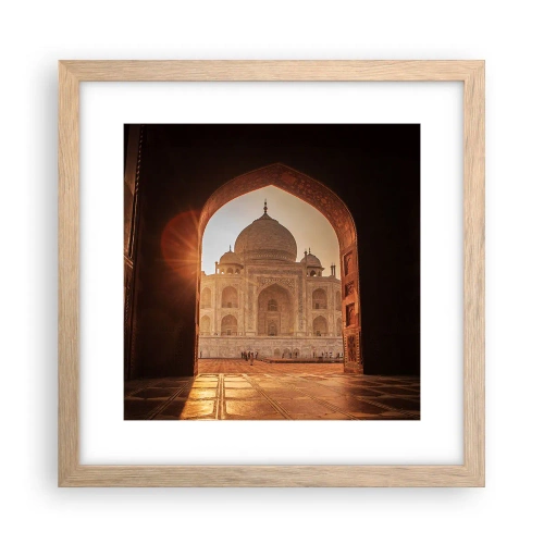Plakat i ramme af lyst egetræ - Et monument over overjordisk kærlighed - 30x30 cm