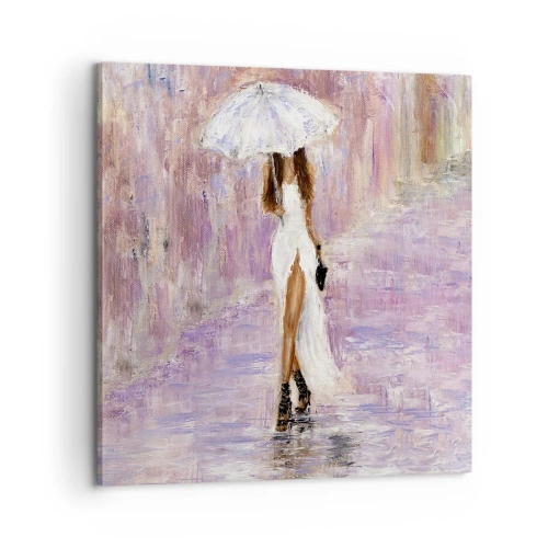 Lærredstryk - Billede på lærred - I den syrenrøde regn - 60x60 cm