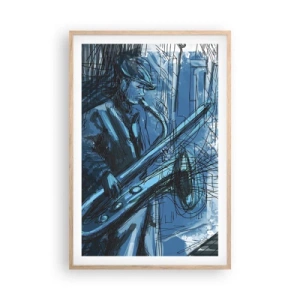 Plakat i ramme af lyst egetræ - Byens rapsodi - 61x91 cm
