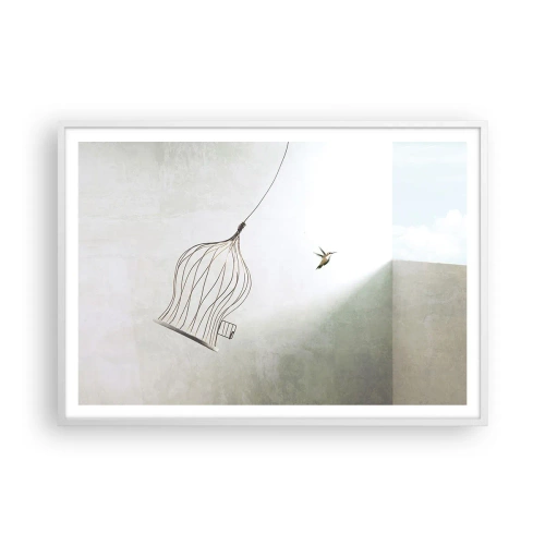 Plakat i hvid ramme - I sit elementet - 100x70 cm