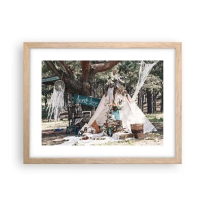 Plakat i ramme af lyst egetræ - Make love… - 40x30 cm