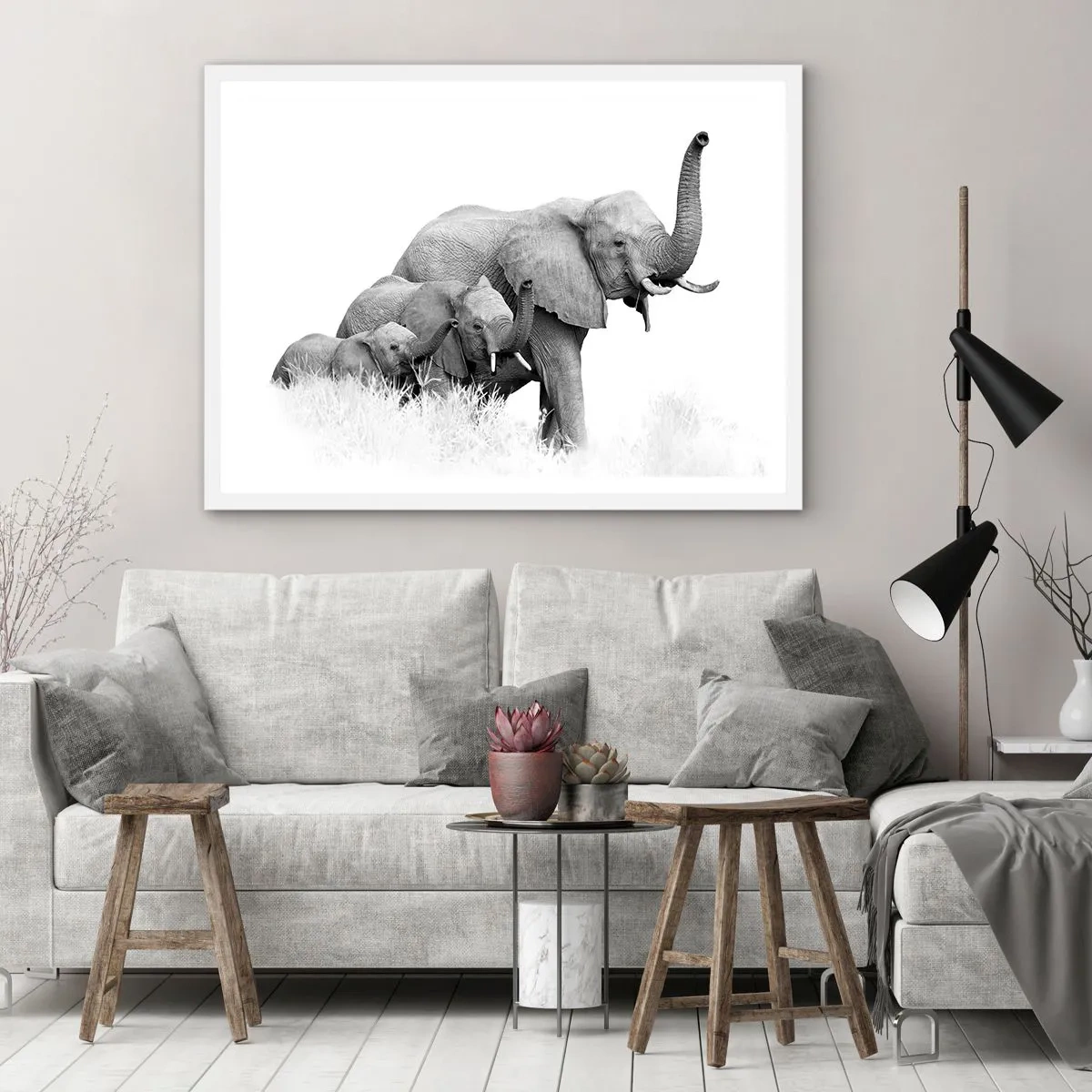 Plakat i hvid ramme - En, to, tre - 40x30 cm