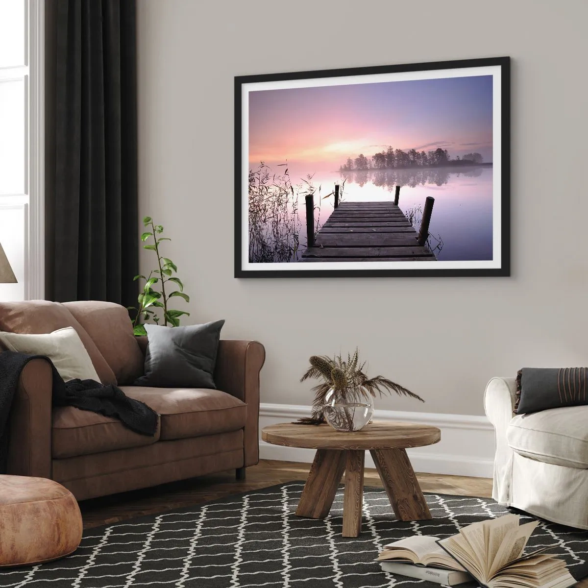 Plakat i sort ramme - Ud af den lilla tåge... - 70x50 cm