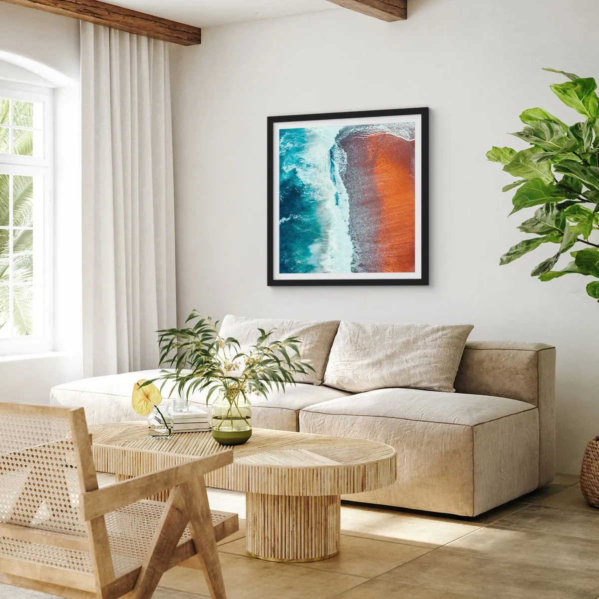 Plakat i sort ramme - Et strejf af havet - 30x30 cm