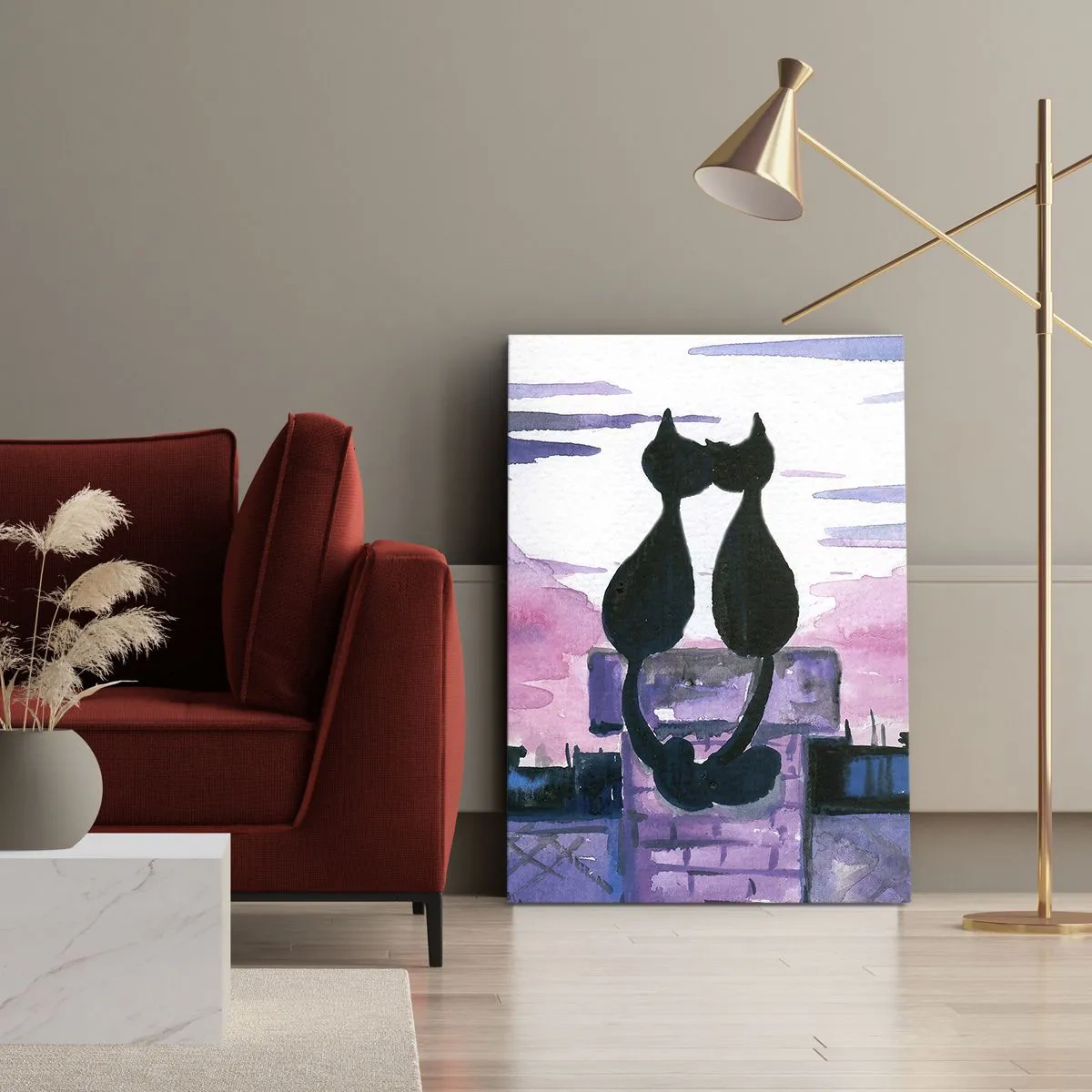 Lærredstryk - Billede på lærred - Rendez-vous under månen - 50x70 cm