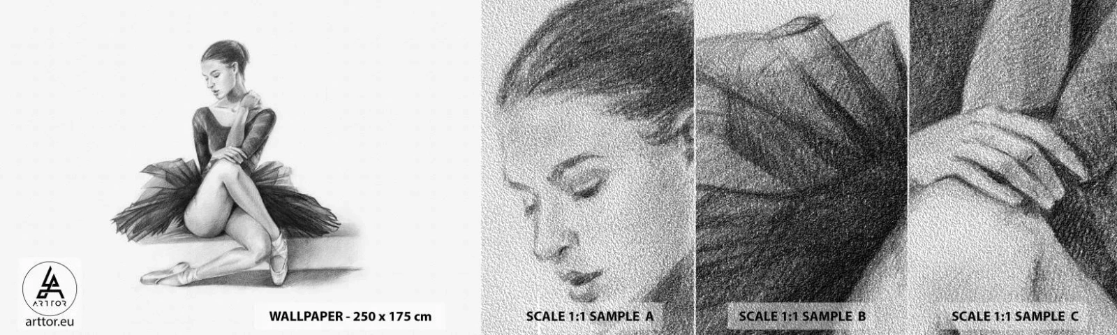 Prøve Fototapet Premium Sand - Fortryllet af dans - Ballerina, Dans, Ballet - 100x30 cm