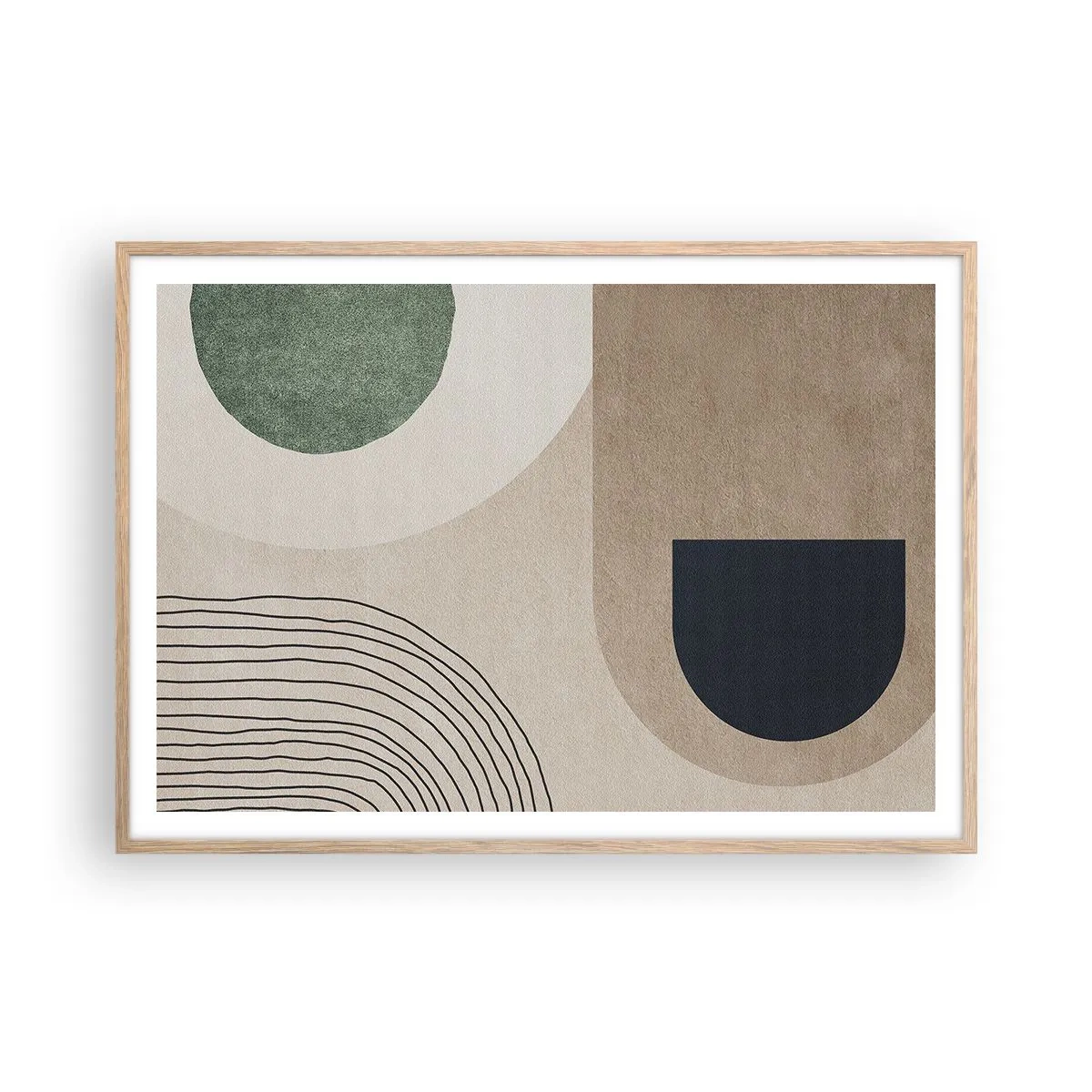 Plakat i ramme af lyst egetræ - Blidheden i en oval - 100x70 cm