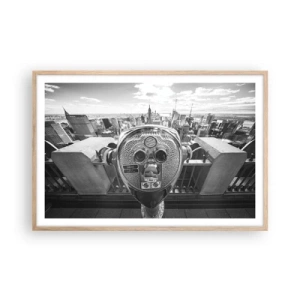 Plakat i ramme af lyst egetræ - Byen over byer - 91x61 cm