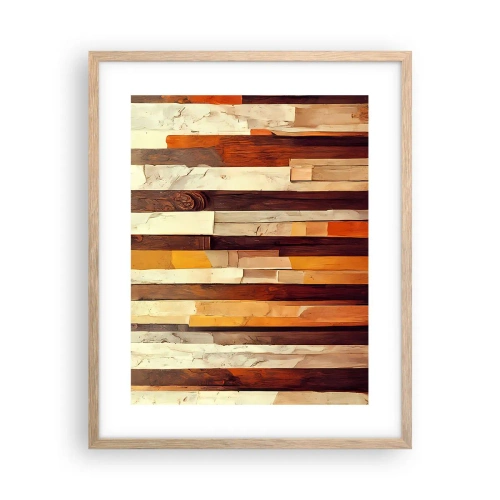 Plakat i ramme af lyst egetræ - Hymne af skovens træer - 40x50 cm