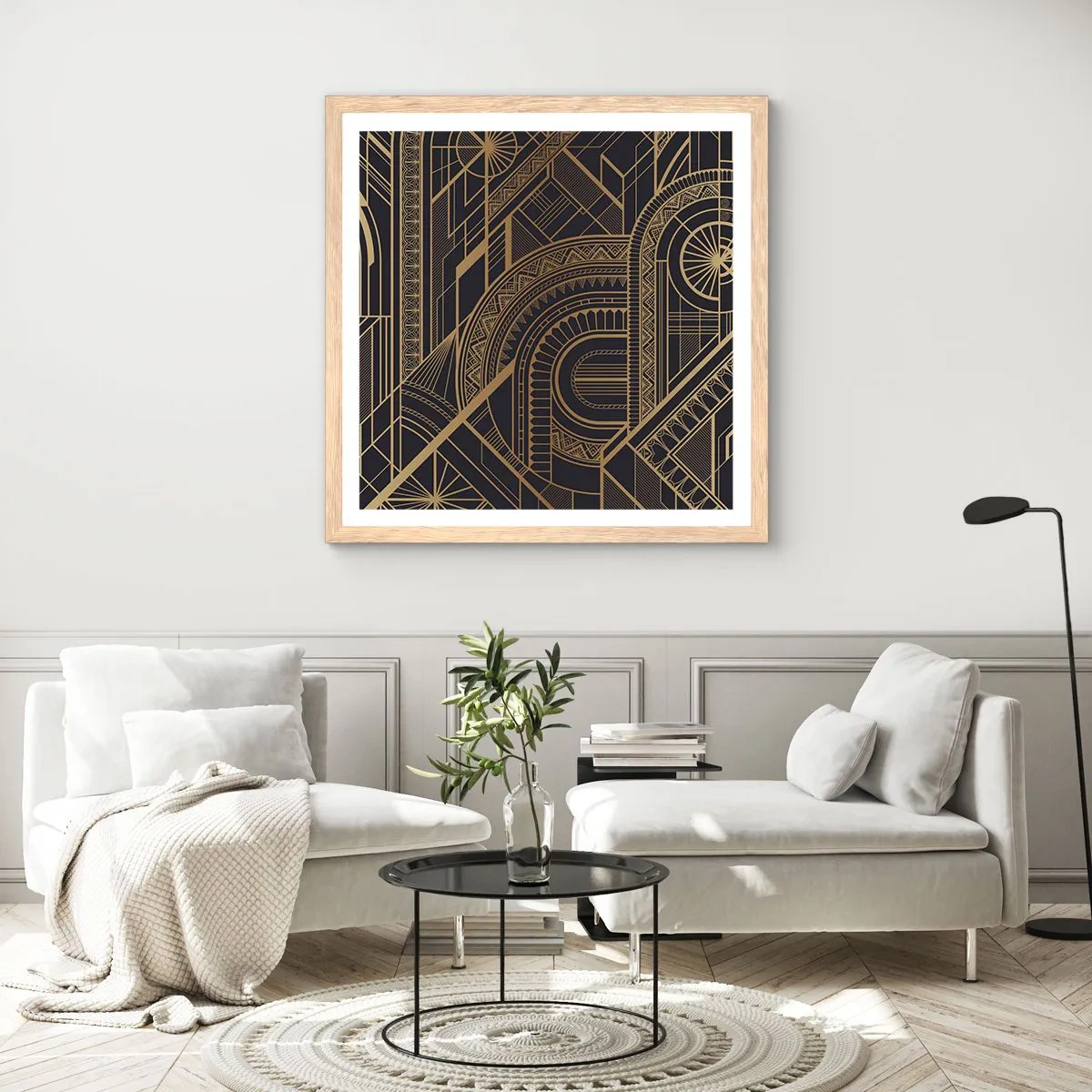 Plakat i ramme af lyst egetræ - Koncepter, idéer, planer - 50x50 cm