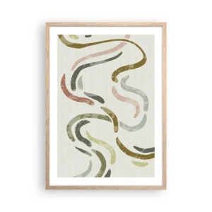 Plakat i ramme af lyst egetræ - Abstraktionens glade dans - 50x70 cm