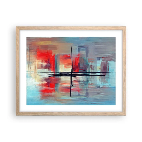 Plakat i ramme af lyst egetræ - Landskab i en ukendt dimension - 50x40 cm