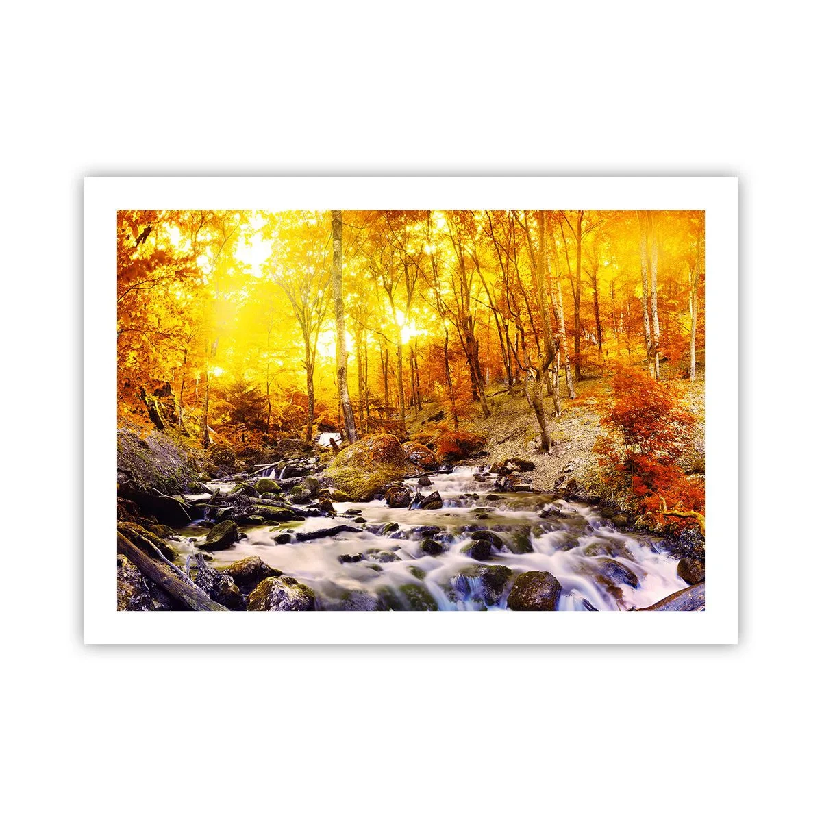 Plakat - Sten indfattet i guld og platin - 70x50 cm