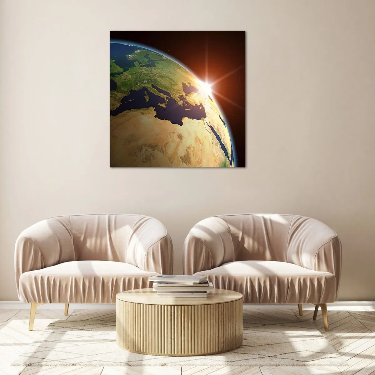 Billede på glas - Solopgang - 40x40 cm