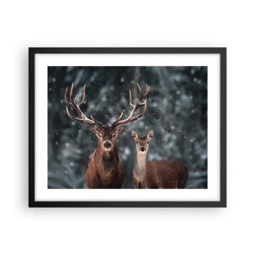 Plakat i sort ramme - Skovens herre og hans kone - 50x40 cm