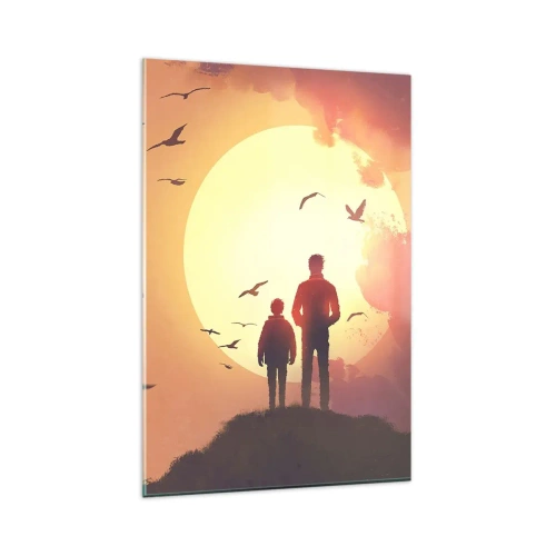 Billede på glas - Ansigt til ansigt med solen - 80x120 cm