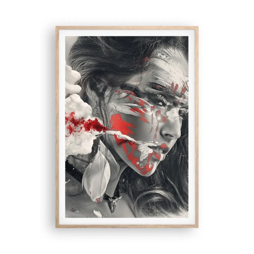 Plakat i ramme af lyst egetræ - I det absurdes damp - 70x100 cm